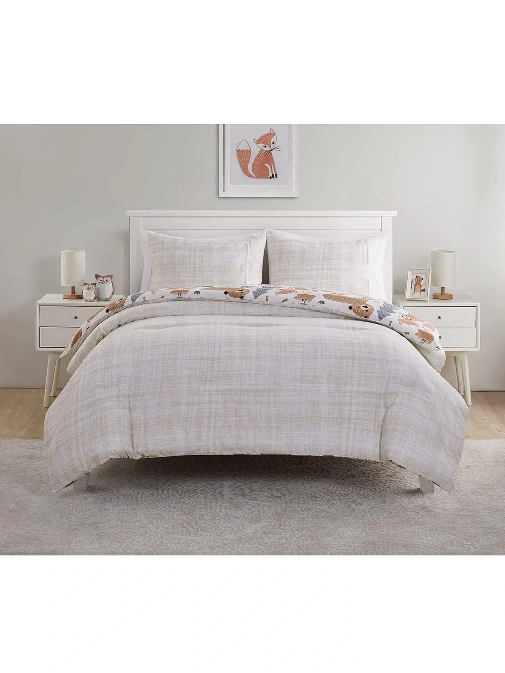 Whimsical Woodland Comforter Set in Rust and Gray